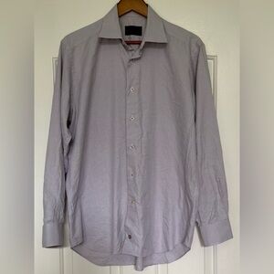 David Donahue Men’s Dress Shirt 16 34/35 Purple Check Cotton Barrel Cuff
